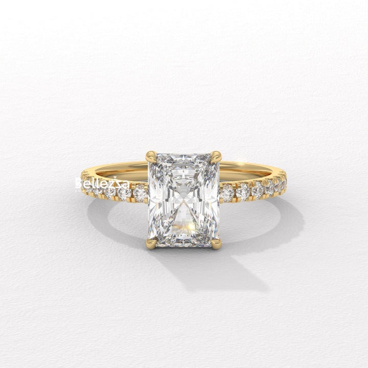 2.0-3.0CT Radiant Diamond Pave Setting Lab Grown Engagement Ring