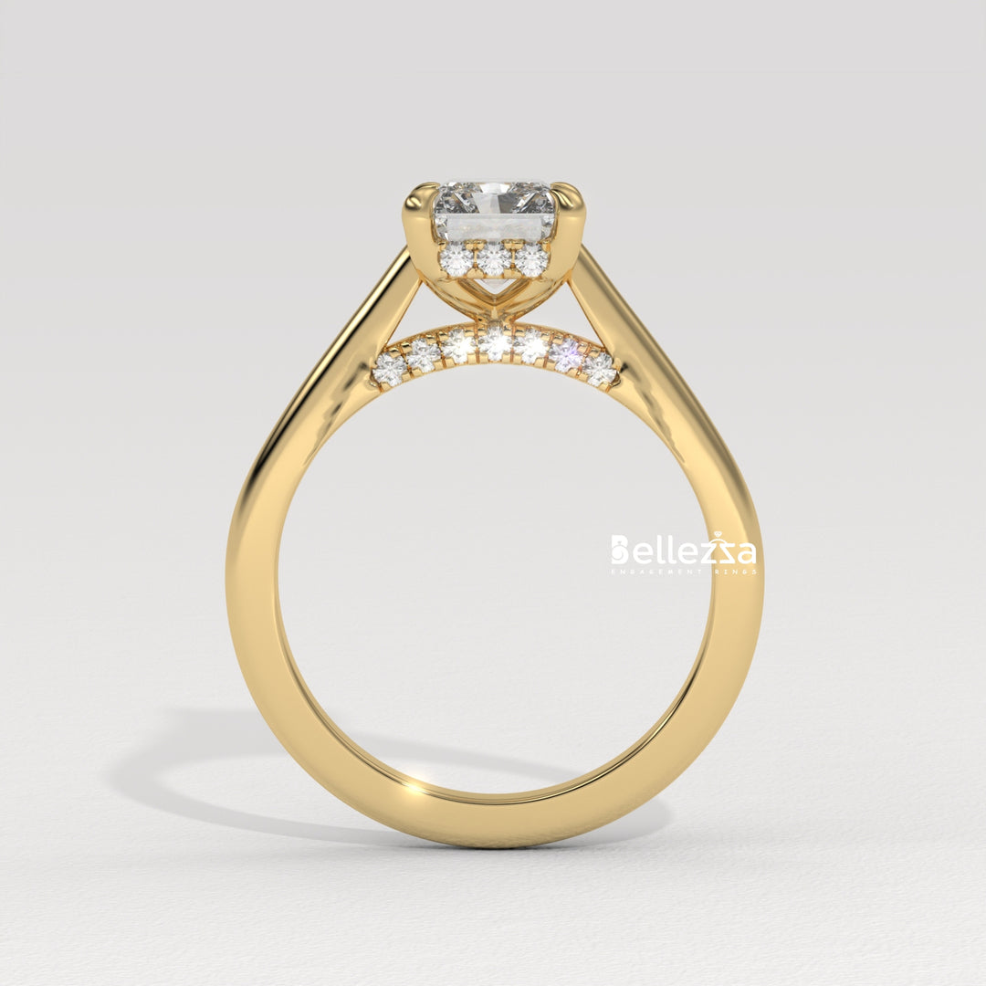 1.50-2.50CT Radiant  Cut Hidden Halo Lab Grown Engagement Ring