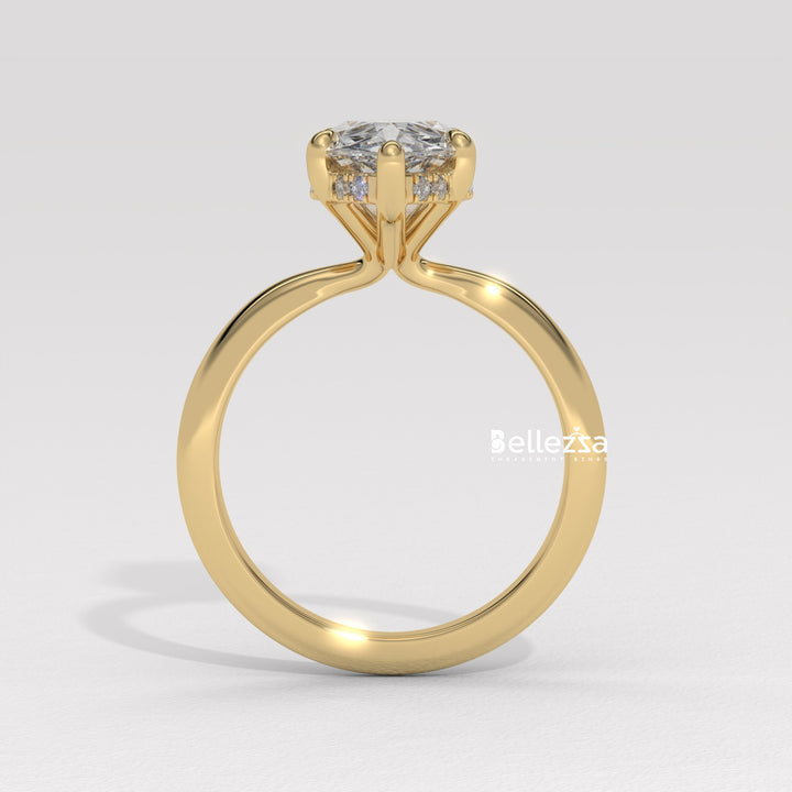 1.50-2.50CT Pear Cut Hidden Halo Lab Grown Engagement Ring