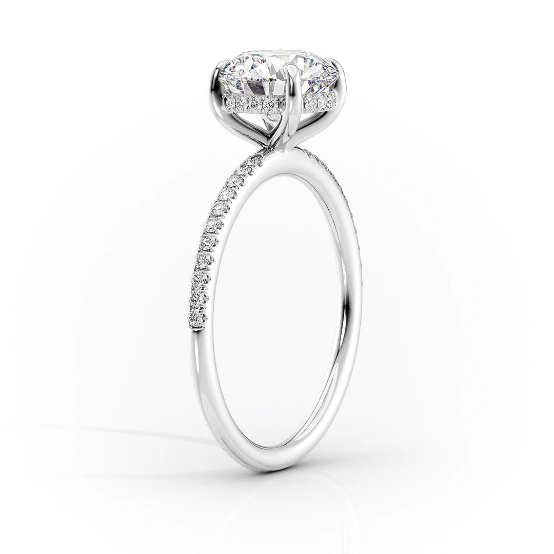 1.50-3.50 CT Oval  Lab Grown Diamond Hidden Halo Engagement Ring With Pave Setting