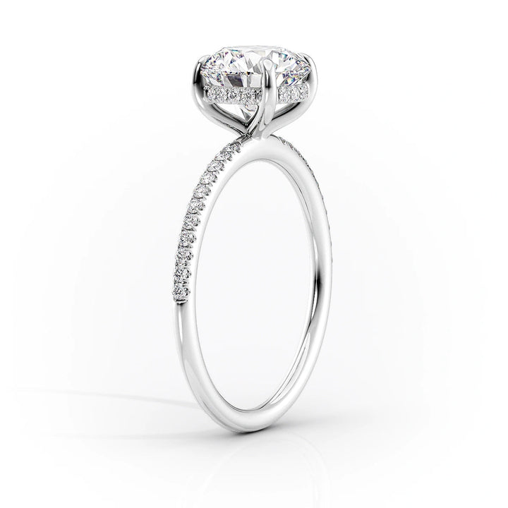 1.50-3.50 CT Oval  Lab Grown Diamond Hidden Halo Engagement Ring With Pave Setting