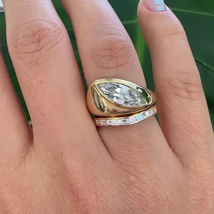 Baguette Cut Diamond Curved Style Lab Grown Wedding Band