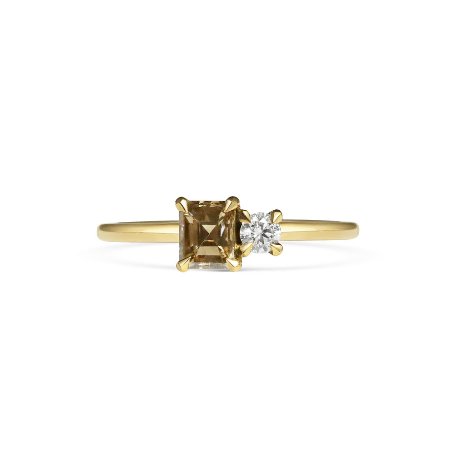 0.70CTW Round & Champagne Asscher Diamond Toi Et Moi Lab Grown Ring