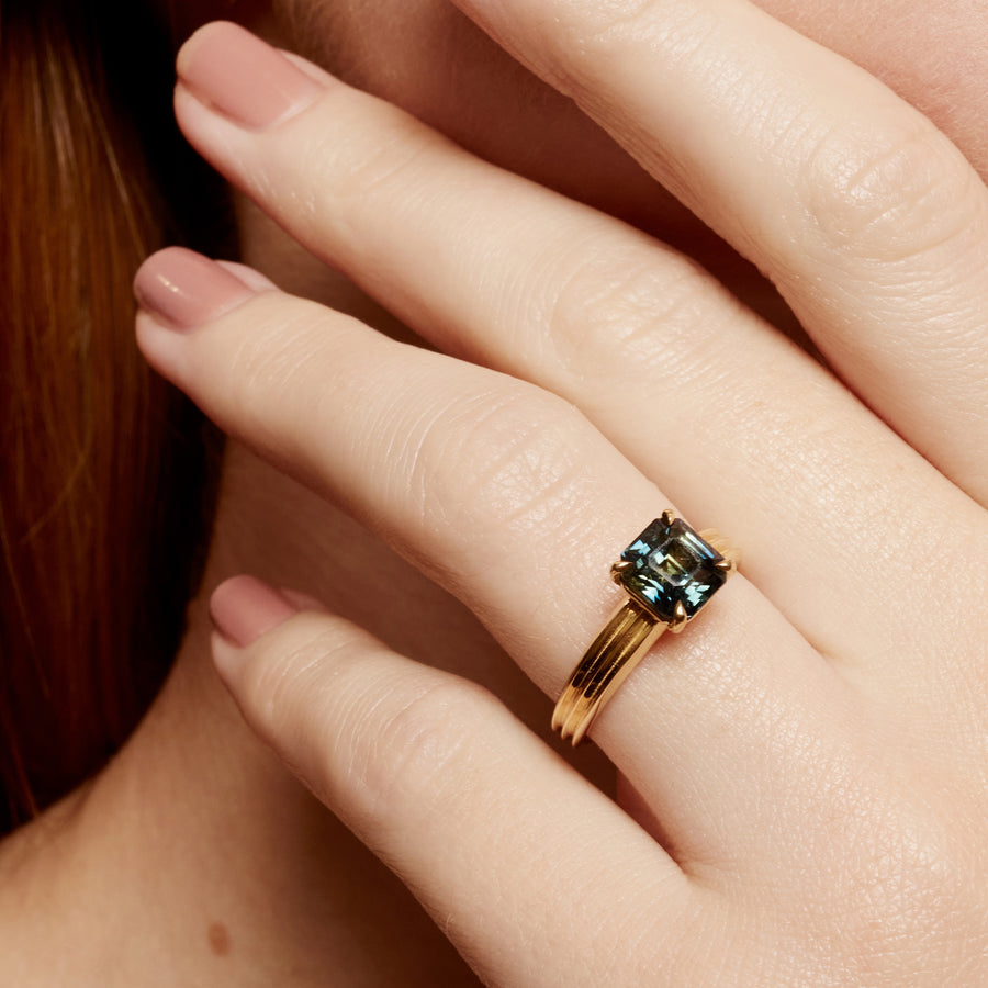2.0CT c Asscher Cut Unique Wide Band Lab Grown Engagement Ring