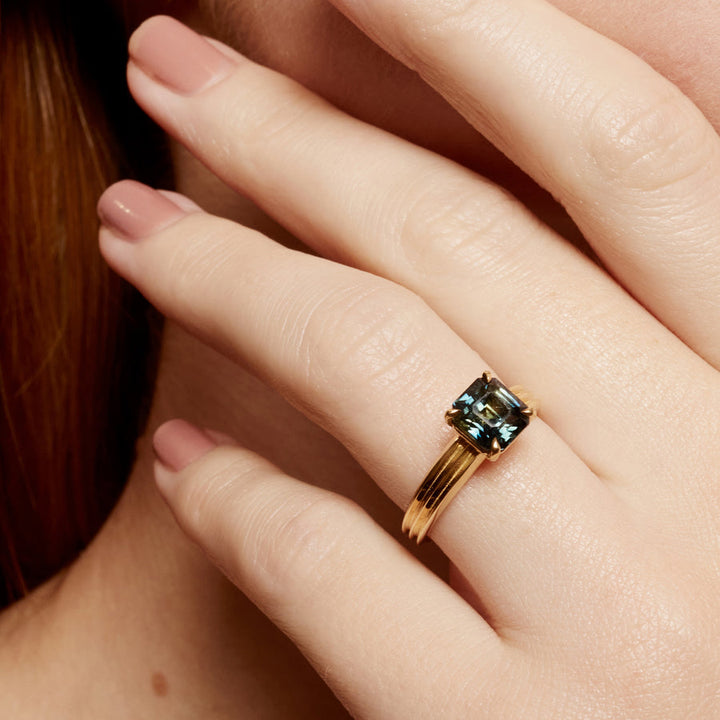 2.0CT c Asscher Cut Unique Wide Band Lab Grown Engagement Ring
