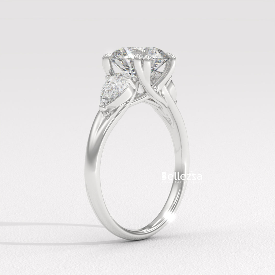 2.0-3.0CT Round Diamond Three Stone Lab Grown Engagement Ring