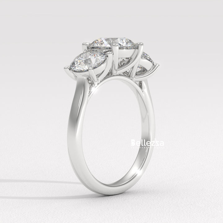 1.50-2.50CT Round Diamond Three Stone Lab Grown Engagement Ring