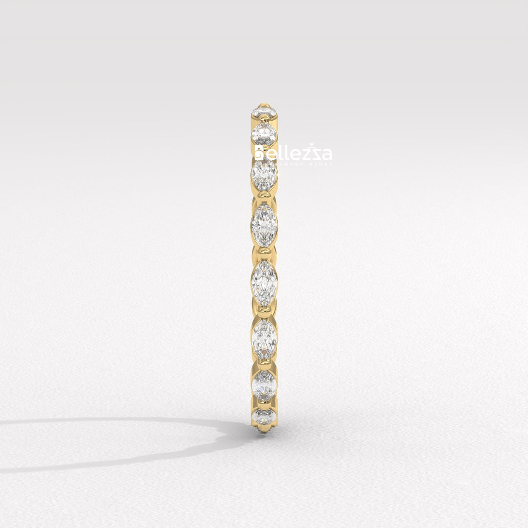 East-West Marquise Diamond Eternity Lab Grown Wedding Band