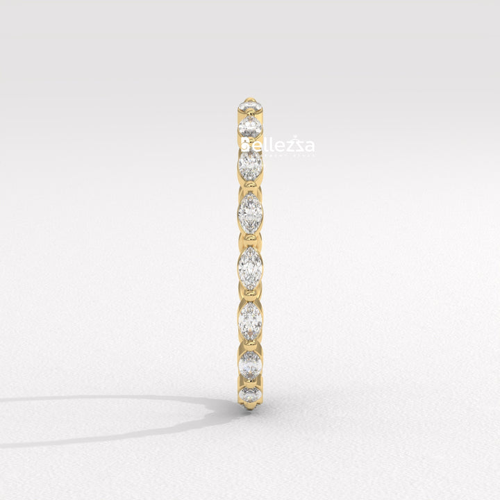 East-West Marquise Diamond Eternity Lab Grown Wedding Band