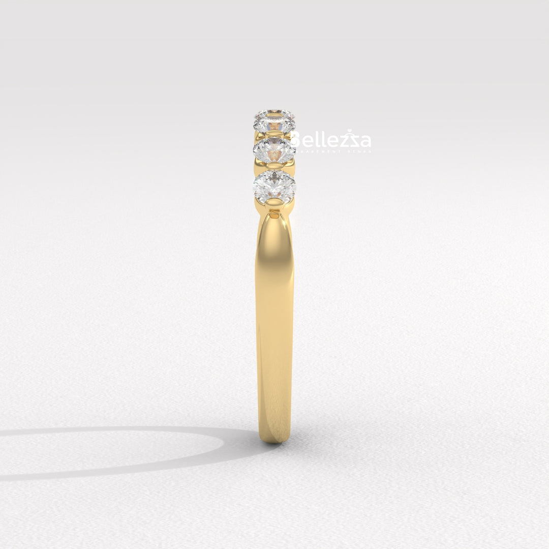 Round Diamond Half Eternity Pave Setting Lab Grown Wedding Band