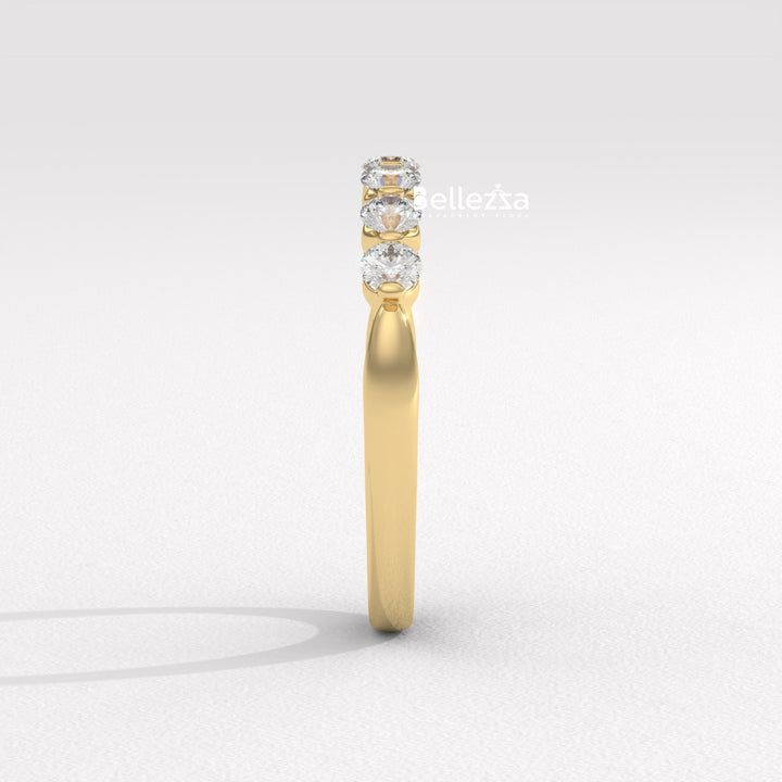 Round Diamond Half Eternity Pave Setting Lab Grown Wedding Band
