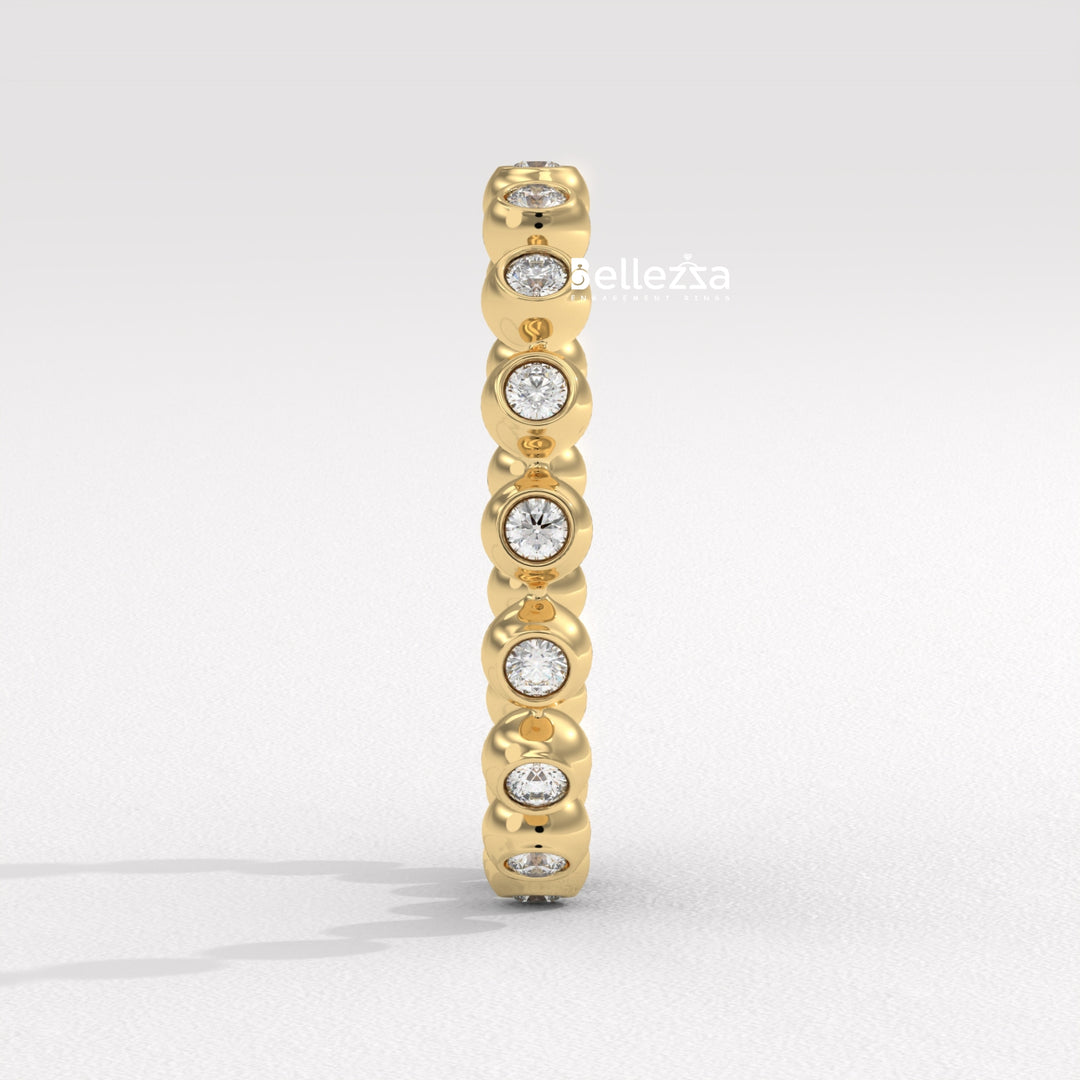 Round Diamond Bezel Setting Eternity Lab Grown Wedding Band