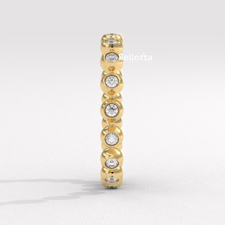 Round Diamond Bezel Setting Eternity Lab Grown Wedding Band