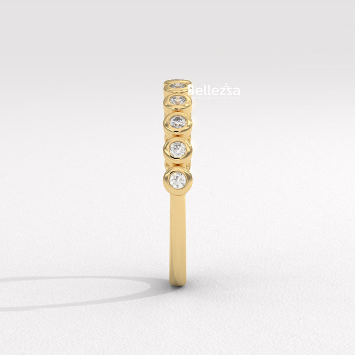 Round Diamond Bezel Setting Half Eternity Wedding Band