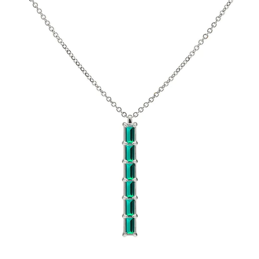 0.84TCW Baguette Cut Moissanite Diamond May Birthstone Necklace