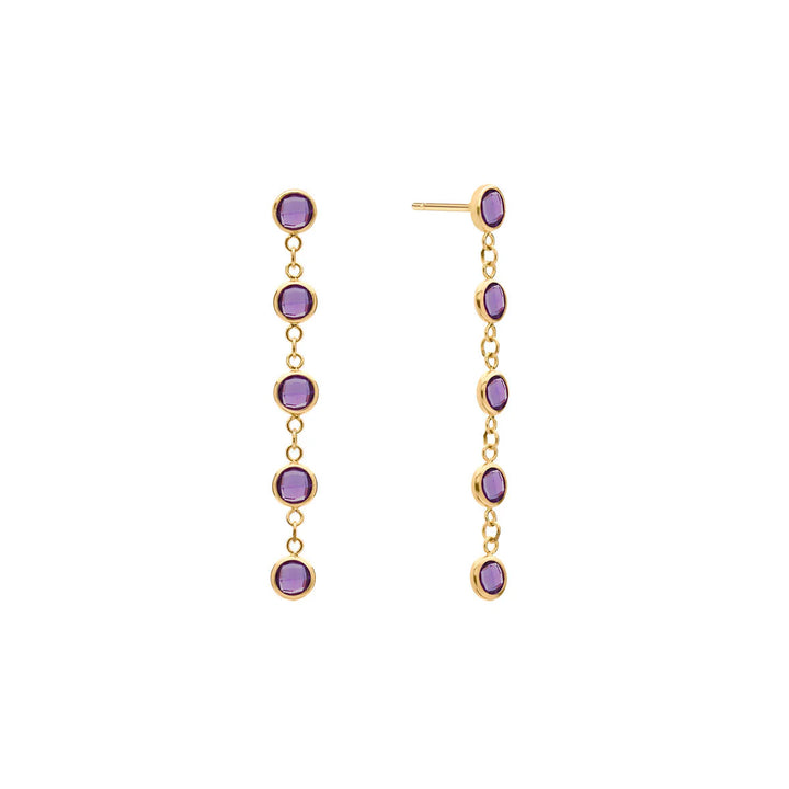 1.25 TCW Round Amethyst Moissanite February Birthstone Dangle Earrings