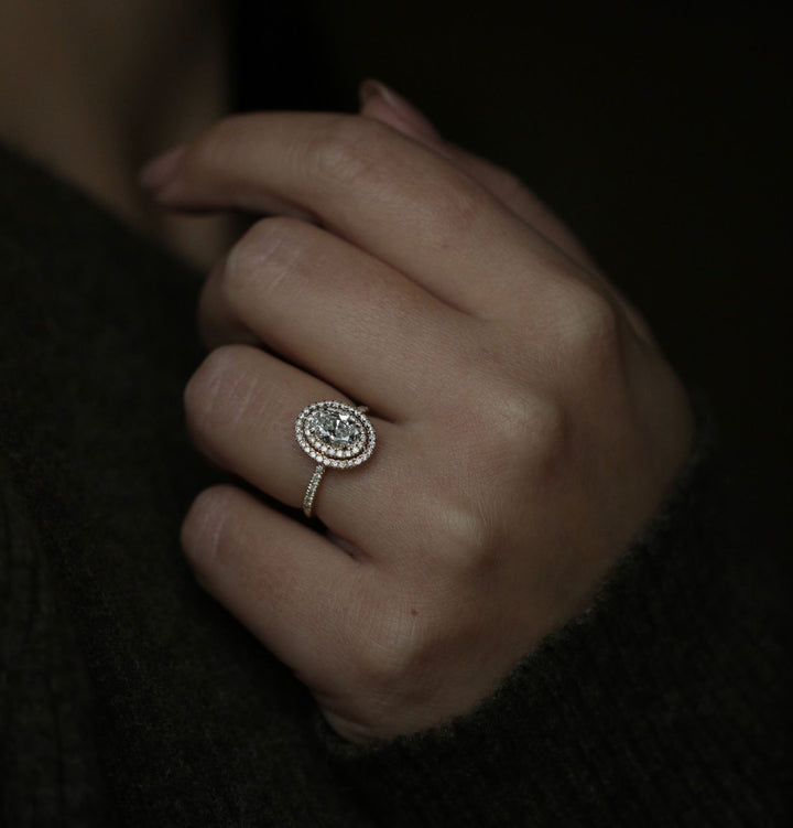 1.0 CT-3.0 CT Oval Double Halo  Lab Grown Diamond Engagement Ring