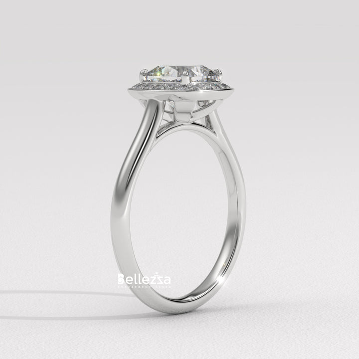 1.50-2.50CT Cushion Cut CVD Diamond Halo Setting Engagement Ring