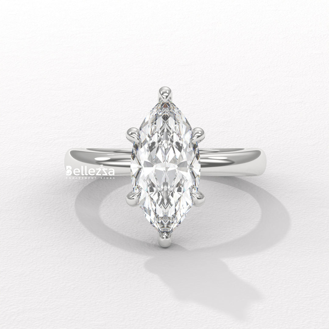 2.50-3.50CT Marquise Cut CVD Diamond Hidden Halo Engagement Ring