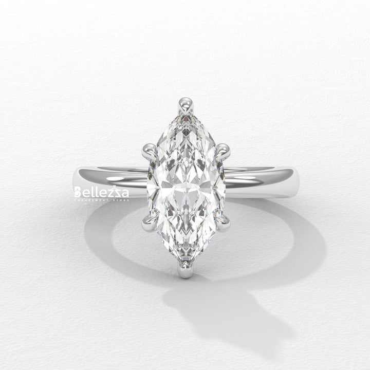 2.50-3.50CT Marquise Cut CVD Diamond Hidden Halo Engagement Ring