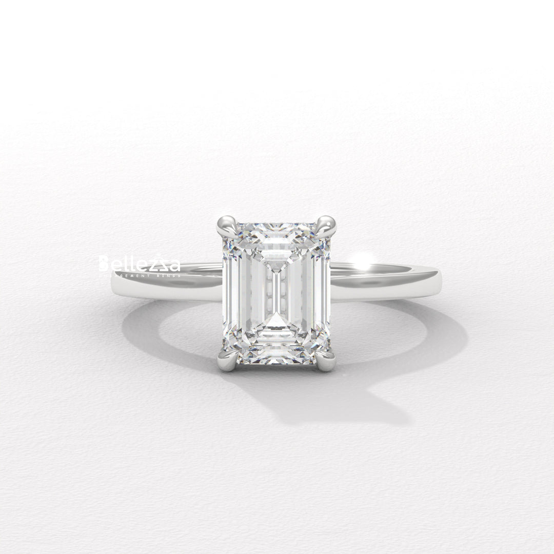 1.50-2.50CT Emerald Diamond Hidden Halo Lab Grown Engagement Ring