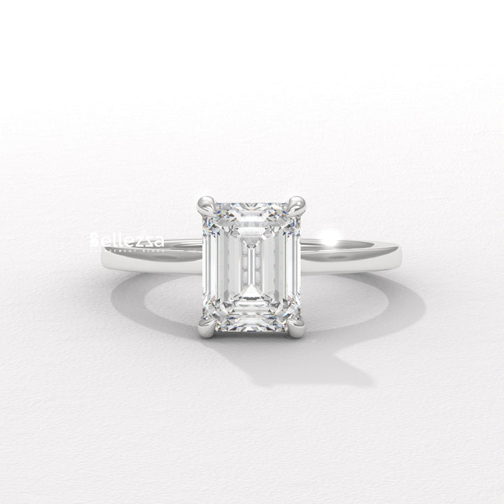 1.50-2.50CT Emerald Diamond Hidden Halo Lab Grown Engagement Ring