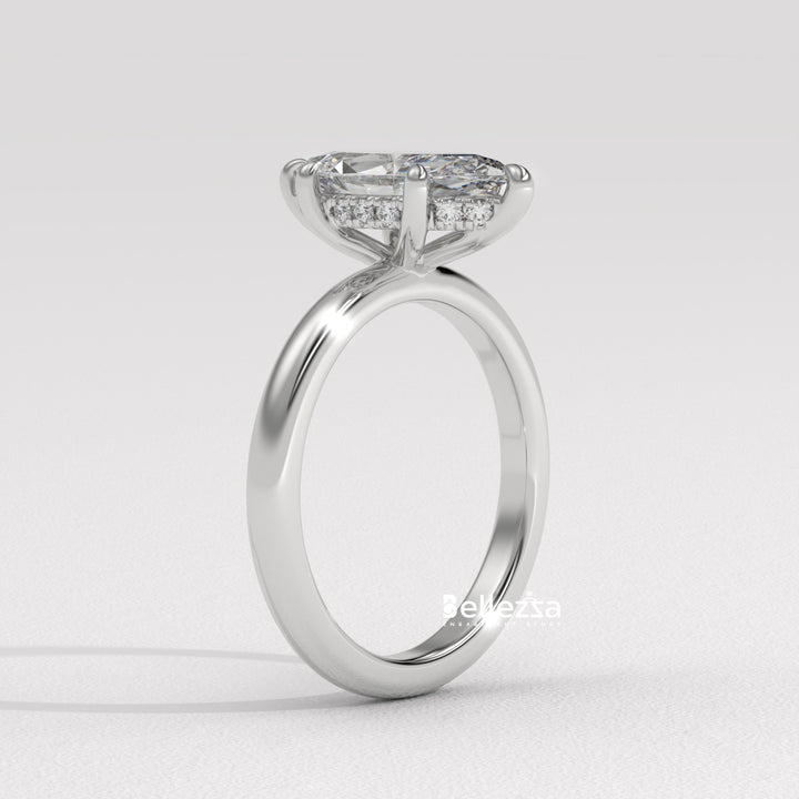 1.50-2.50CT Marquise Cut CVD Diamond Hidden Halo Setting Engagement Ring