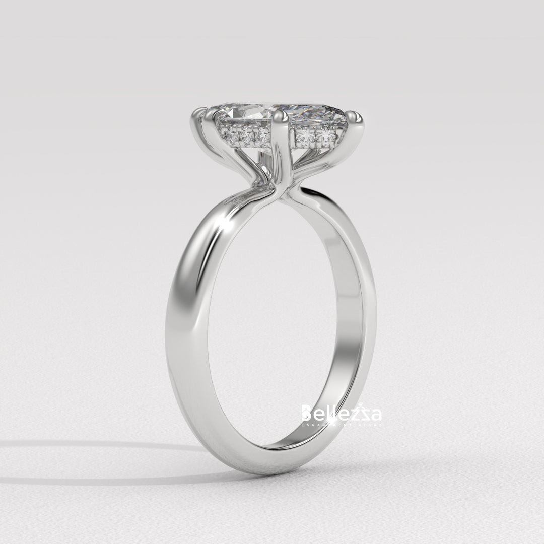 2.50-3.50CT Marquise Cut CVD Diamond Hidden Halo Engagement Ring