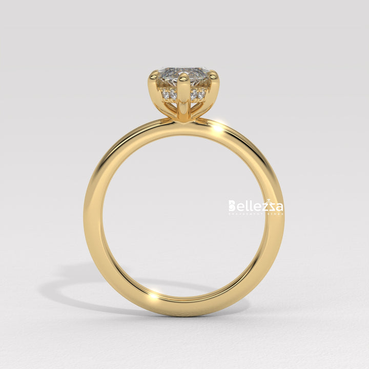 1.50-2.50CT Marquise Cut CVD Diamond Hidden Halo Setting Engagement Ring