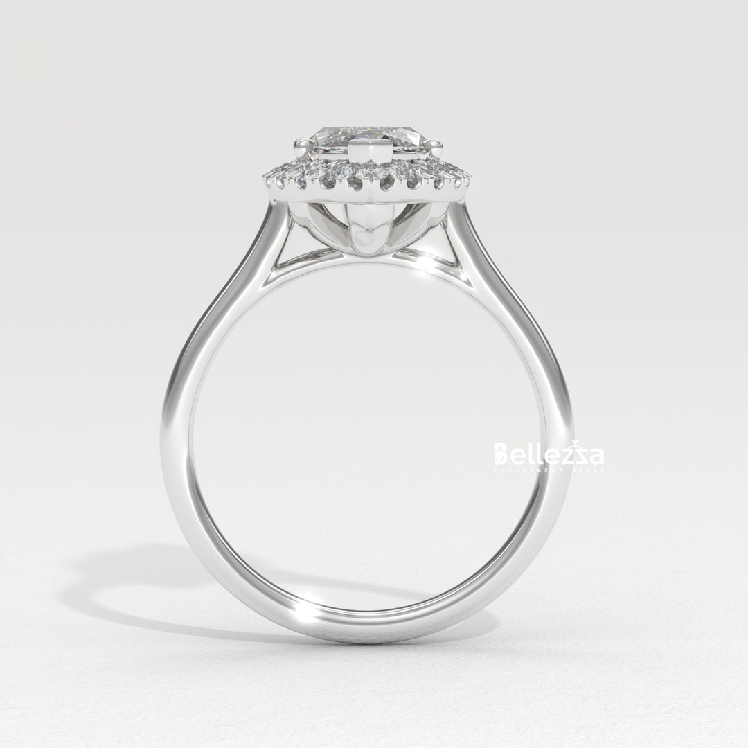 1.50-2.50CT Marquise Cut CVD Diamond Halo Setting Engagement Ring