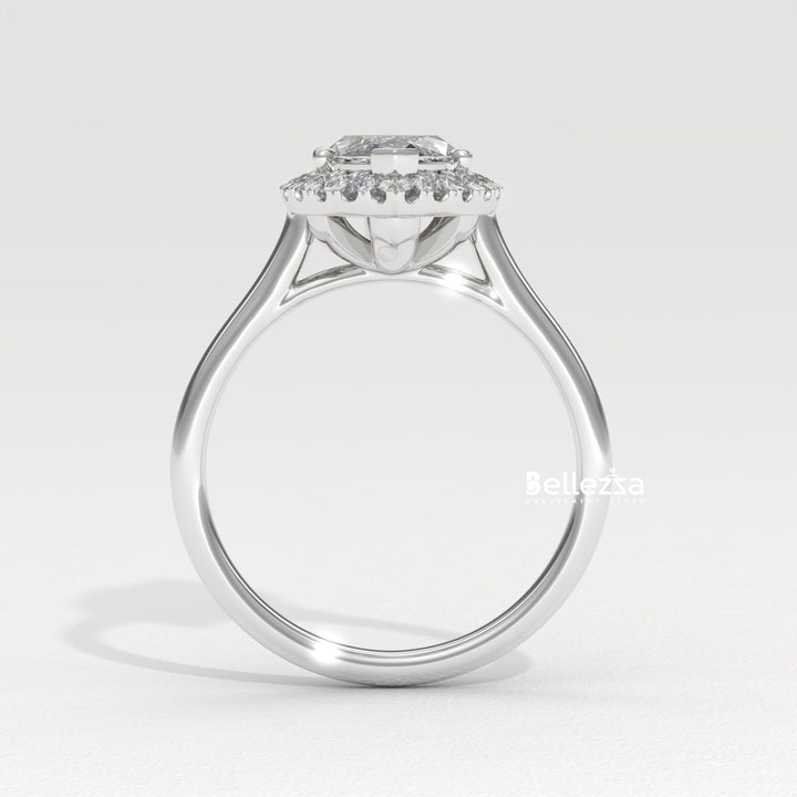 1.50-2.50CT Marquise Cut CVD Diamond Halo Setting Engagement Ring
