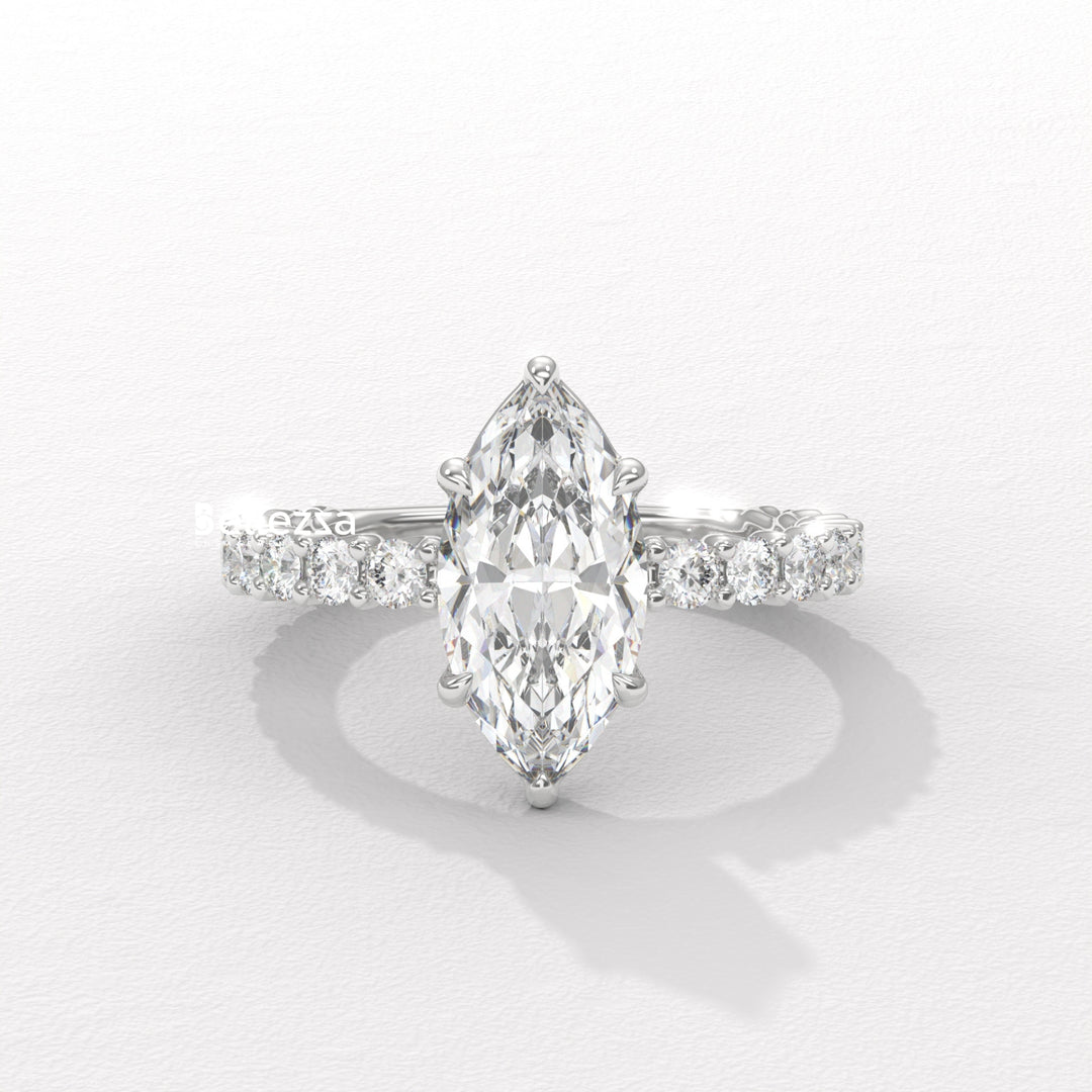 1.50-2.50CT Marquise Cut Pave Setting Lab Grown Engagement Ring