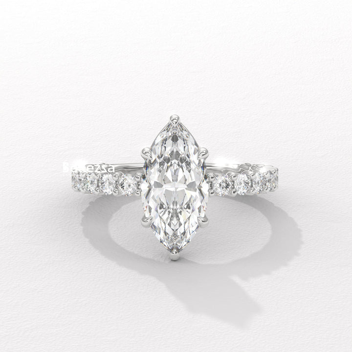 1.50-2.50CT Marquise Cut Pave Setting Lab Grown Engagement Ring