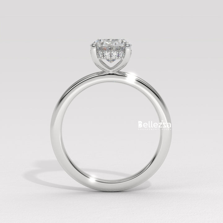 1.0-2.0CT Oval Cut Hidden Halo Lab Grown Engagement Ring