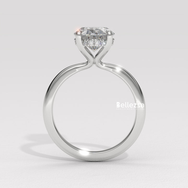 1.50-2.50CT Oval Cut Hidden Halo CVD Diamond Engagement Ring