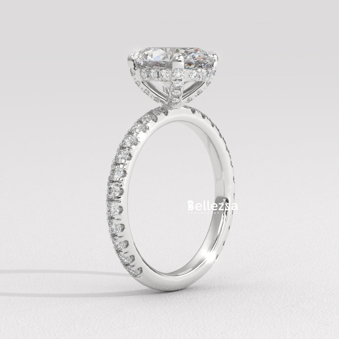 1.50-2.50CT Oval Cut CVD Diamond Pave Setting Engagement Ring