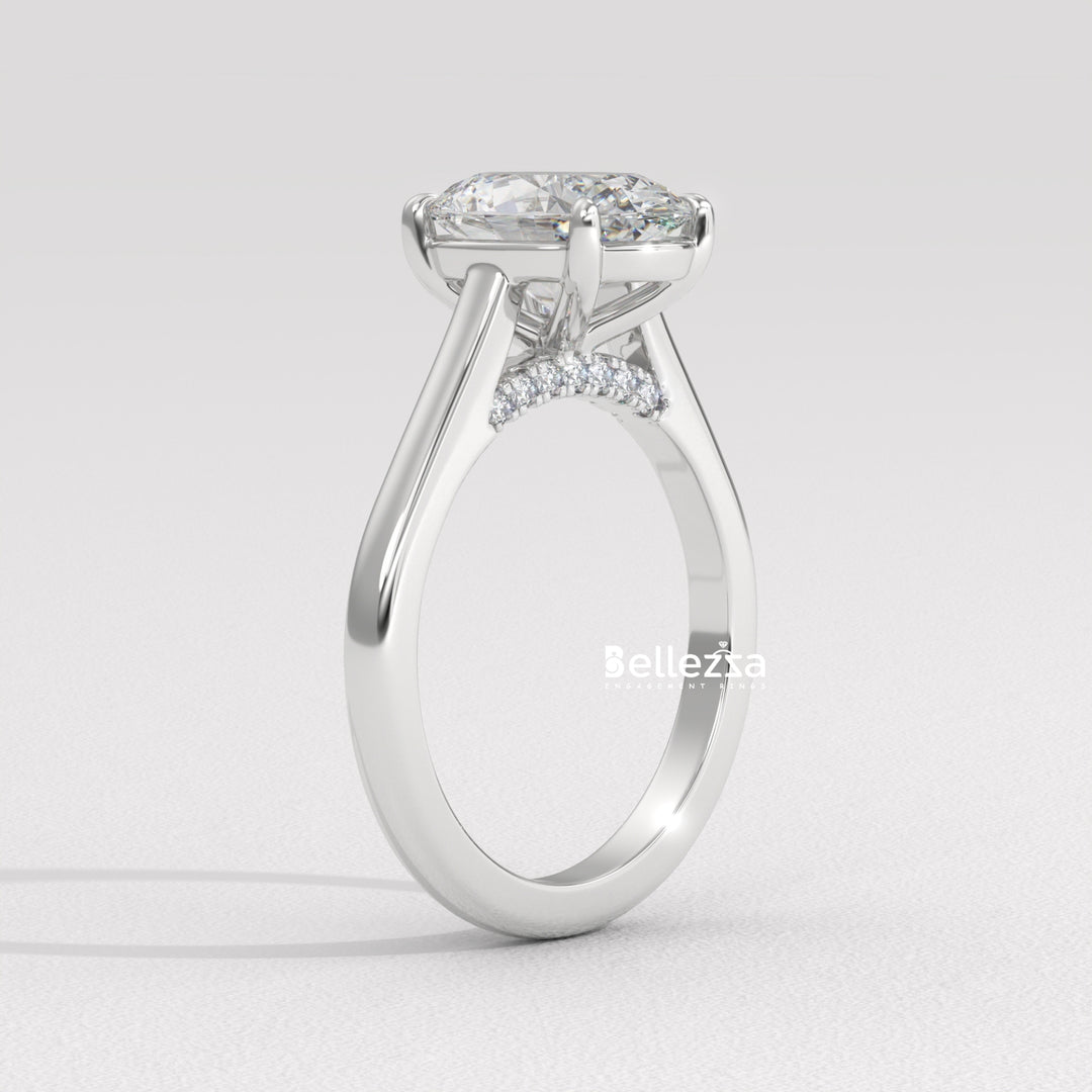 1.50-2.50CT Oval Cut CVD Diamond Hidden Diamond Engagement Ring