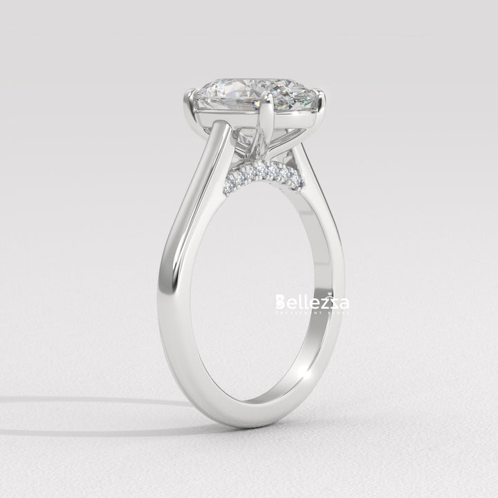 1.50-2.50CT Oval Cut CVD Diamond Hidden Diamond Engagement Ring