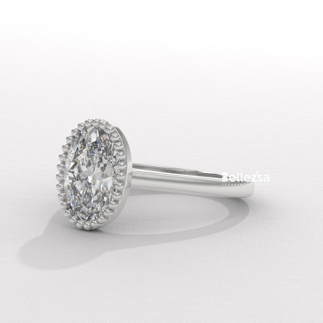 1.50-2.50CT Oval Diamond Vintage Bezel Setting Lab Grown Engagement Ring