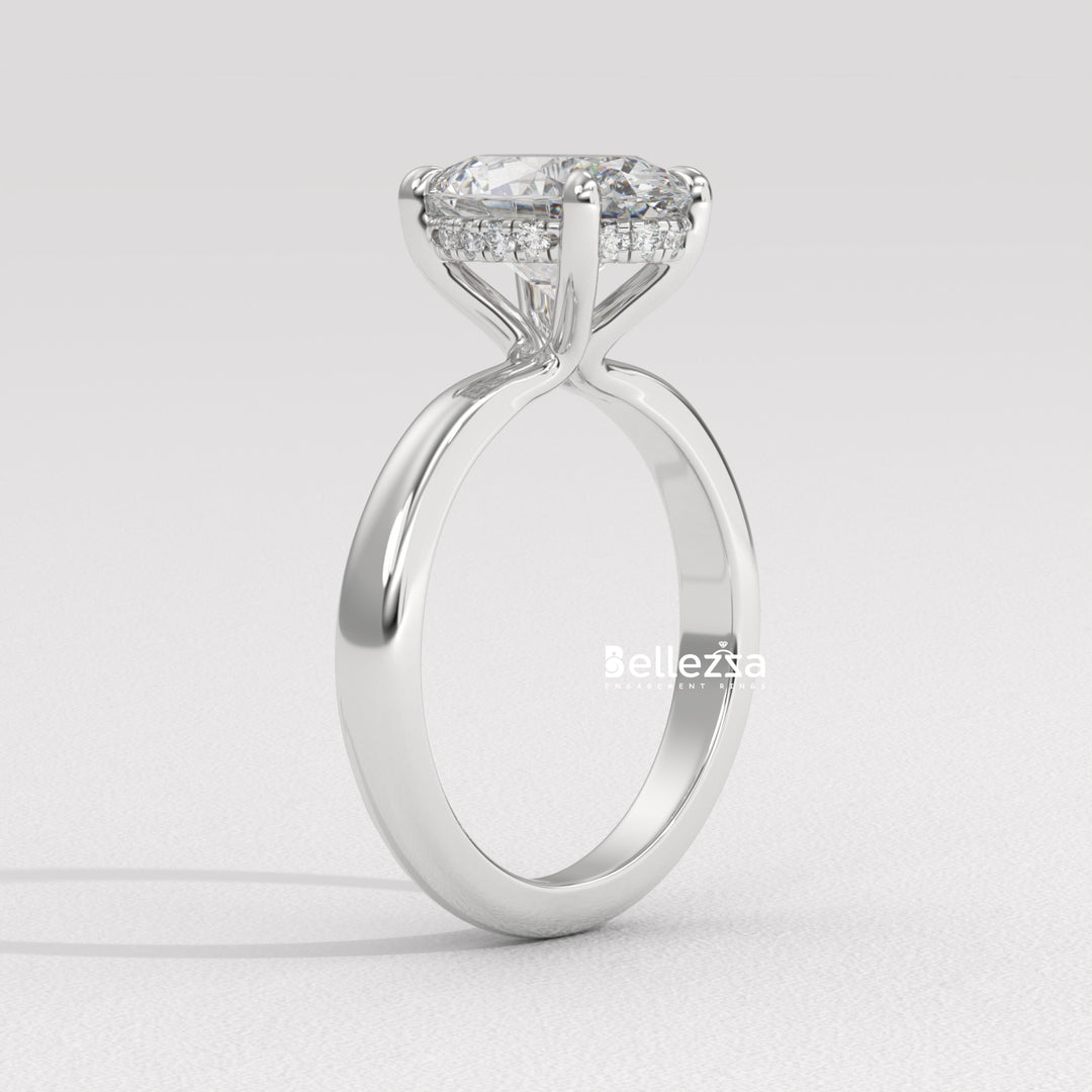 1.50-2.50CT Oval Cut Hidden Halo CVD Diamond Engagement Ring