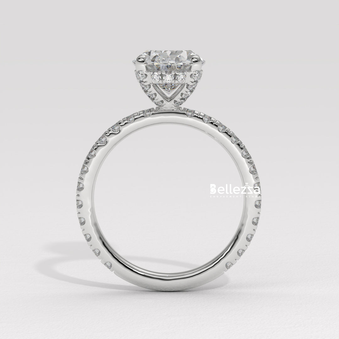 1.50-2.50CT Oval Cut CVD Diamond Pave Setting Engagement Ring