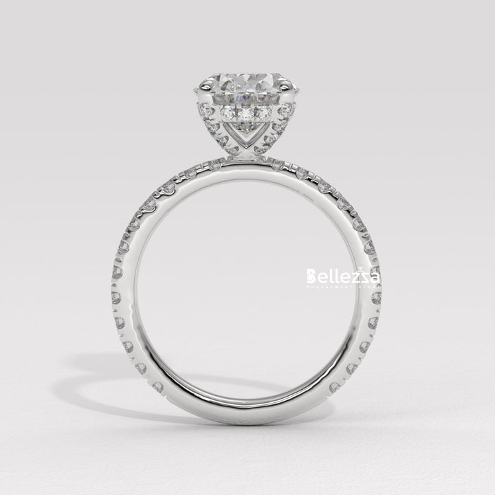 1.50-2.50CT Oval Cut CVD Diamond Pave Setting Engagement Ring