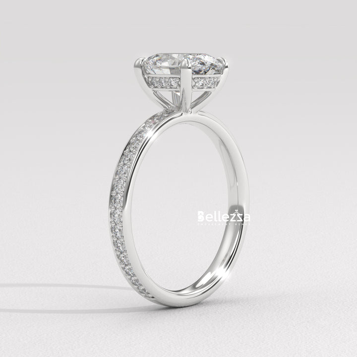 2.0-3.0CT Oval Diamond Pave Setting Lab Grown Engagement Ring