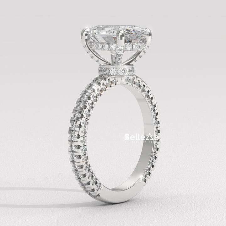 2.50-3.50CT Oval Diamond Three Side Pave Setting Lab Grown Engagement Ring