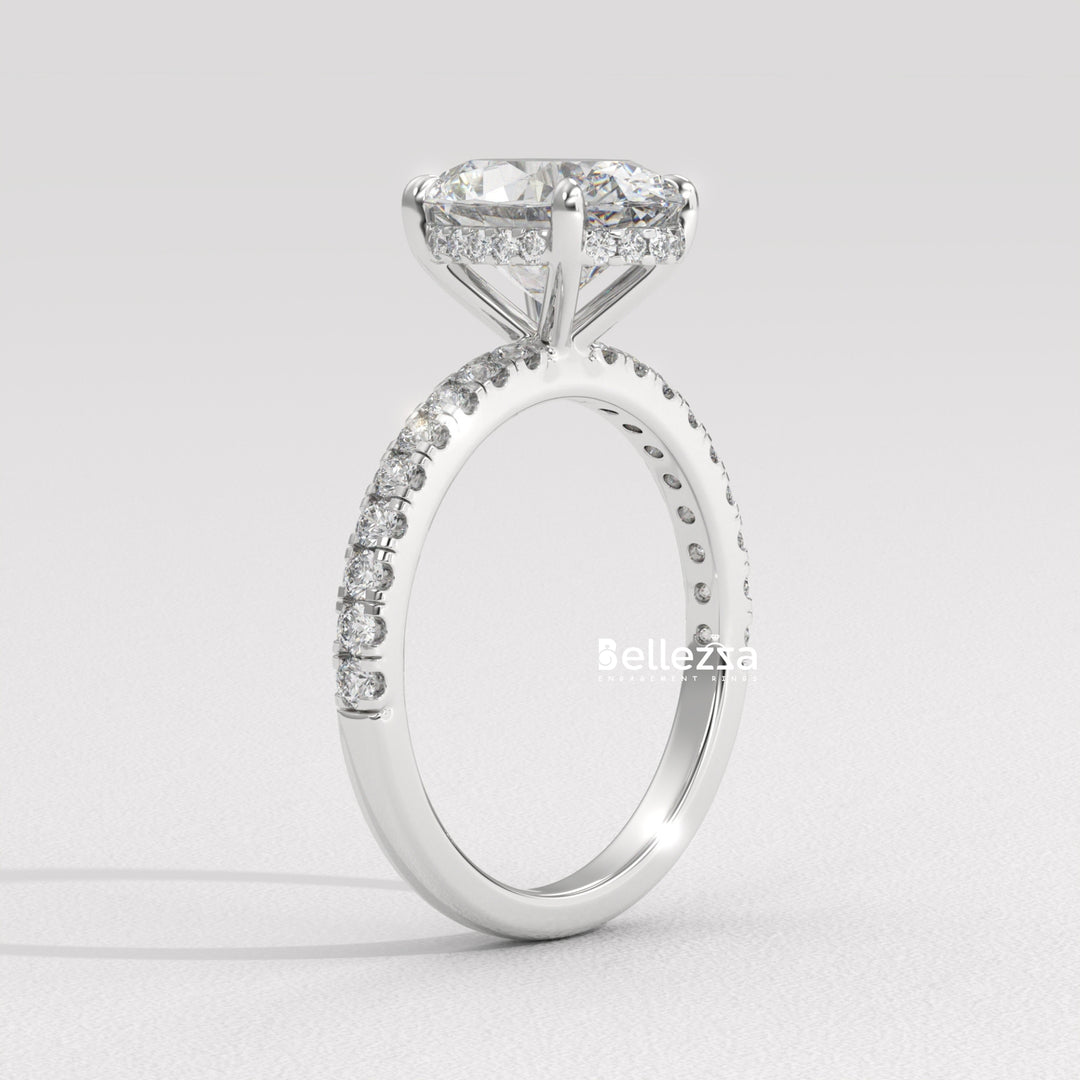1.50-2.50CT Oval Diamond Pave Setting Lab Grown Engagement Ring