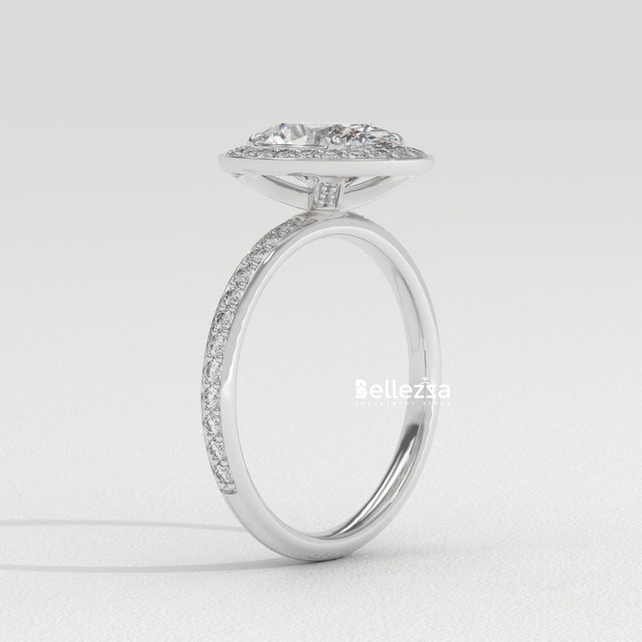 1.50-2.50CT Oval Cut CVD Diamond Halo Setting Engagement Ring
