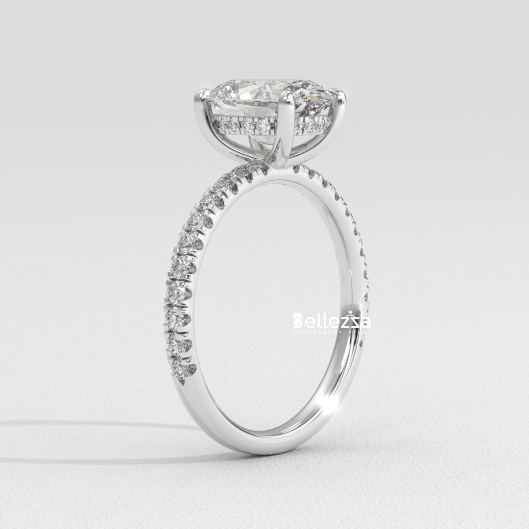 2.0-3.0CT Oval Diamond Pave Setting Lab Grown Engagement Ring
