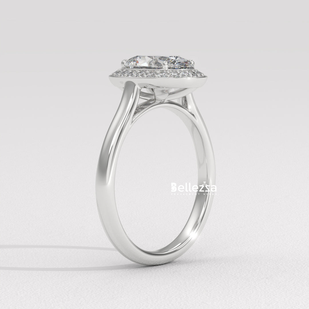 1.50-2.50CT Oval Cut Lab Grown Diamond Halo Setting Engagement Ring