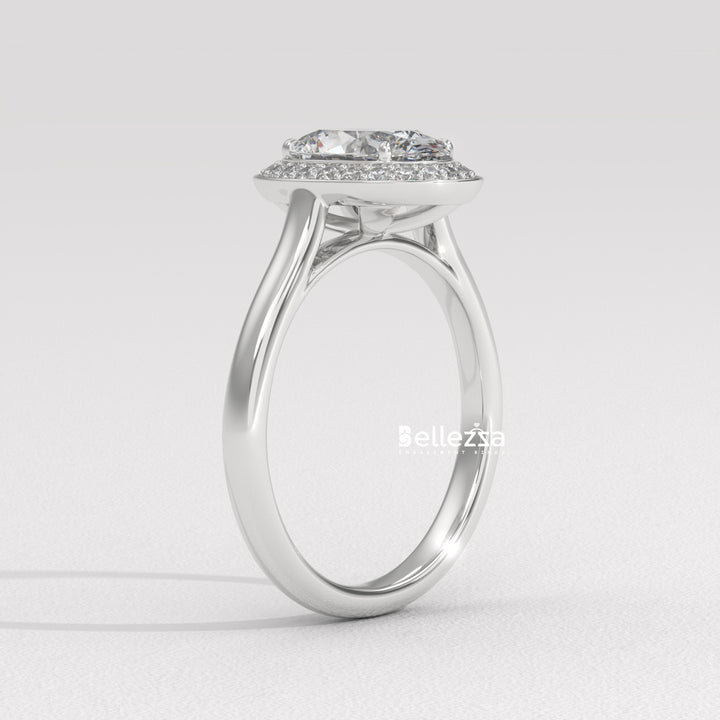 1.50-2.50CT Oval Cut Lab Grown Diamond Halo Setting Engagement Ring