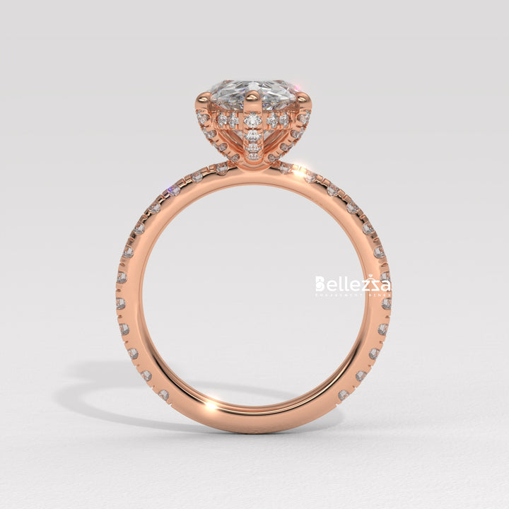 1.50-2.50CT Pear Cut Lab Grown Diamond Pave Setting Engagement Ring